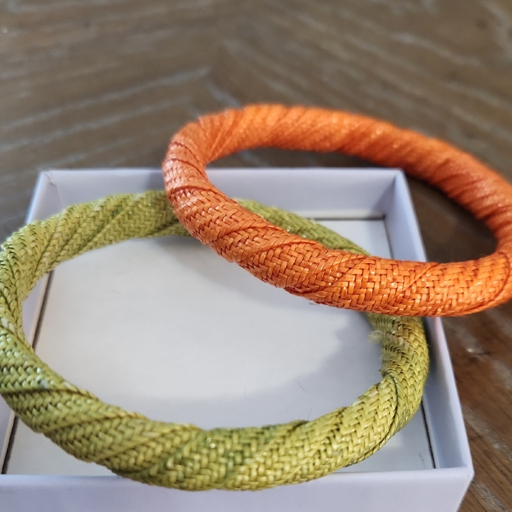 Orange and Green Woven Bracelets
